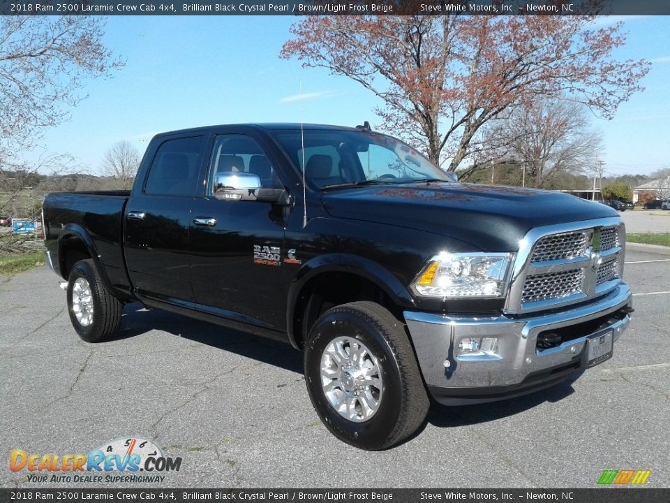 2018 Ram 2500 Laramie Crew Cab 4x4 Brilliant Black Crystal Pearl / Brown/Light Frost Beige Photo #4