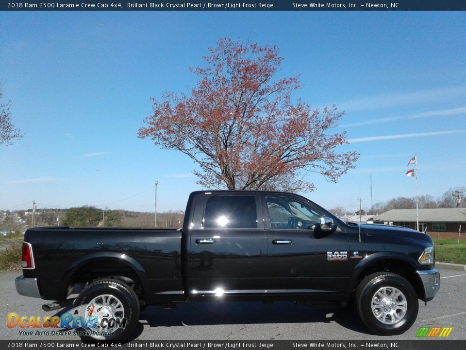 2018 Ram 2500 Laramie Crew Cab 4x4 Brilliant Black Crystal Pearl / Brown/Light Frost Beige Photo #5