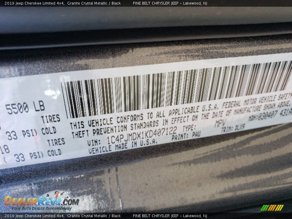 2019 Jeep Cherokee Limited 4x4 Granite Crystal Metallic / Black Photo #9