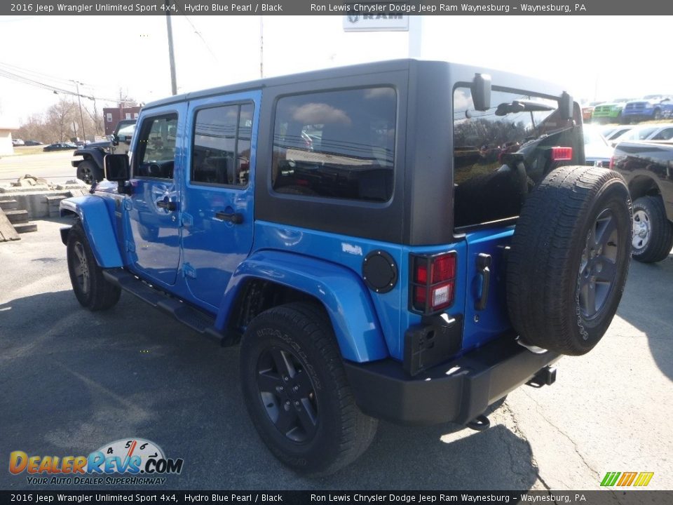 2016 Jeep Wrangler Unlimited Sport 4x4 Hydro Blue Pearl / Black Photo #3