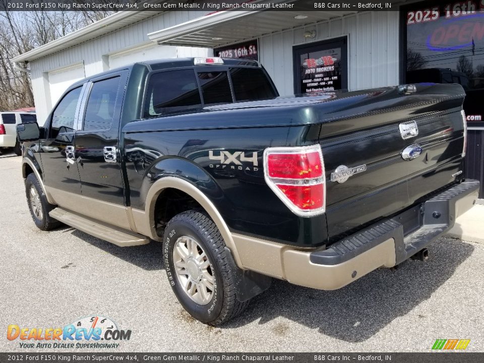 2012 Ford F150 King Ranch SuperCrew 4x4 Green Gem Metallic / King Ranch Chaparral Leather Photo #3