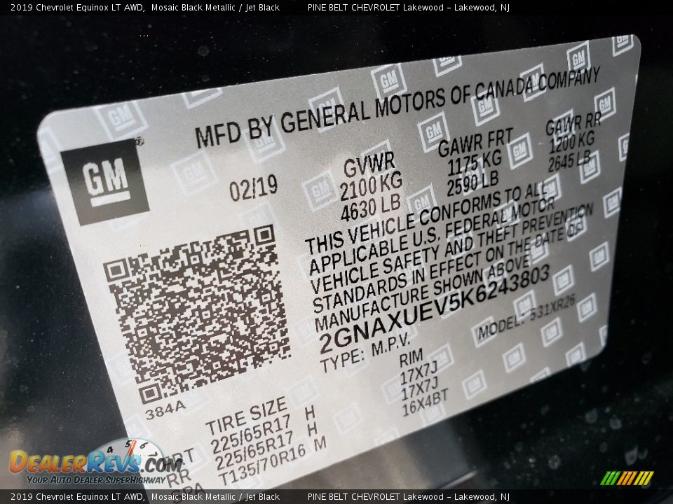 2019 Chevrolet Equinox LT AWD Mosaic Black Metallic / Jet Black Photo #9