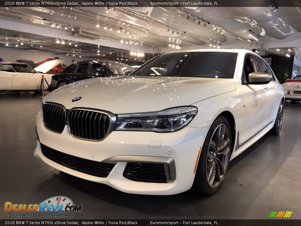 2018 BMW 7 Series M760i xDrive Sedan Alpine White / Fiona Red/Black Photo #1