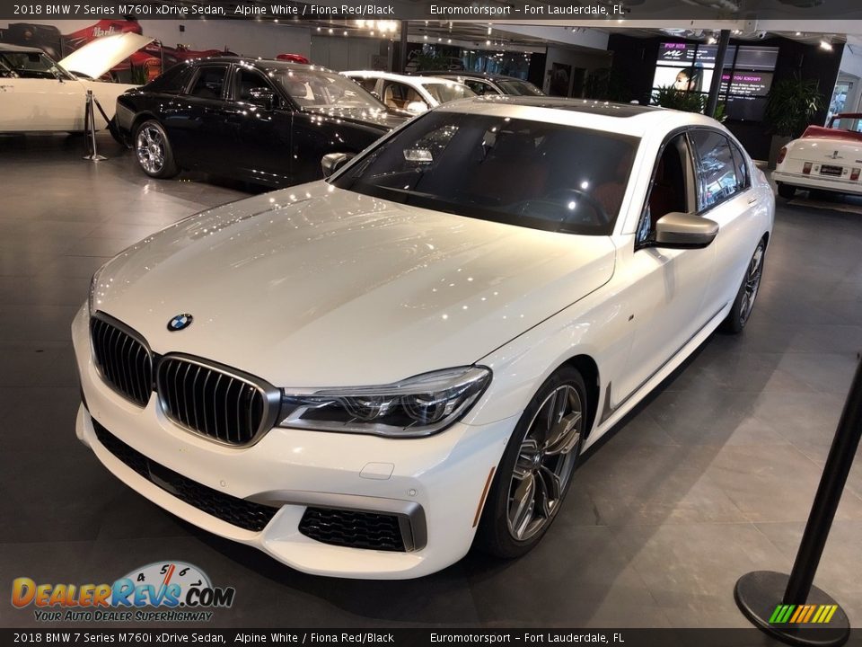 2018 BMW 7 Series M760i xDrive Sedan Alpine White / Fiona Red/Black Photo #6