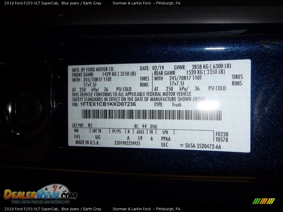 2019 Ford F150 XLT SuperCab Blue Jeans / Earth Gray Photo #10