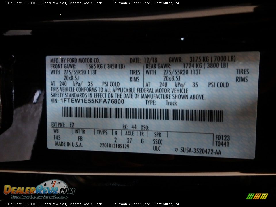 2019 Ford F150 XLT SuperCrew 4x4 Magma Red / Black Photo #10