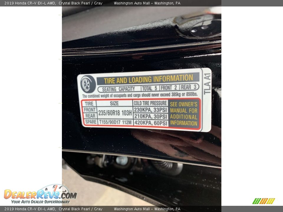 2019 Honda CR-V EX-L AWD Crystal Black Pearl / Gray Photo #13