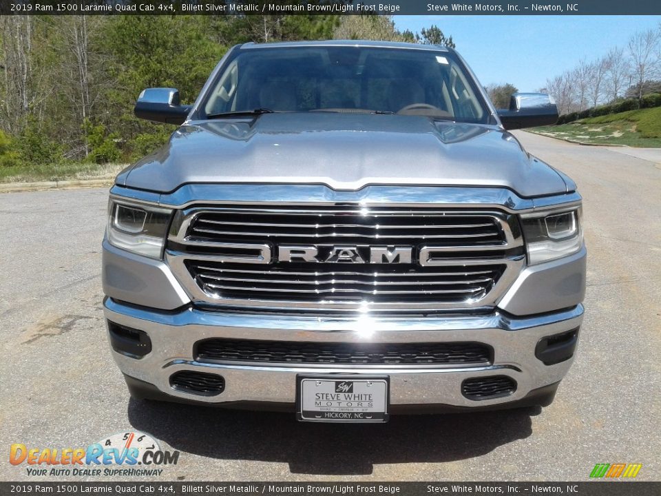 2019 Ram 1500 Laramie Quad Cab 4x4 Billett Silver Metallic / Mountain Brown/Light Frost Beige Photo #3
