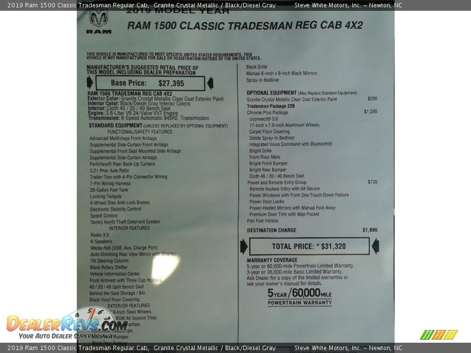 2019 Ram 1500 Classic Tradesman Regular Cab Granite Crystal Metallic / Black/Diesel Gray Photo #28