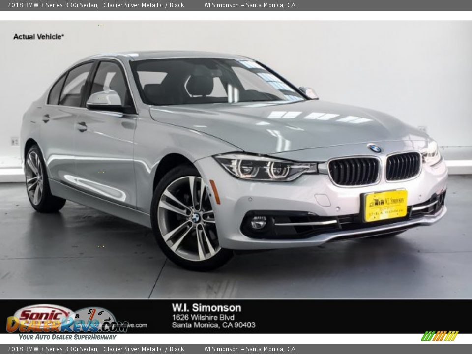2018 BMW 3 Series 330i Sedan Glacier Silver Metallic / Black Photo #1