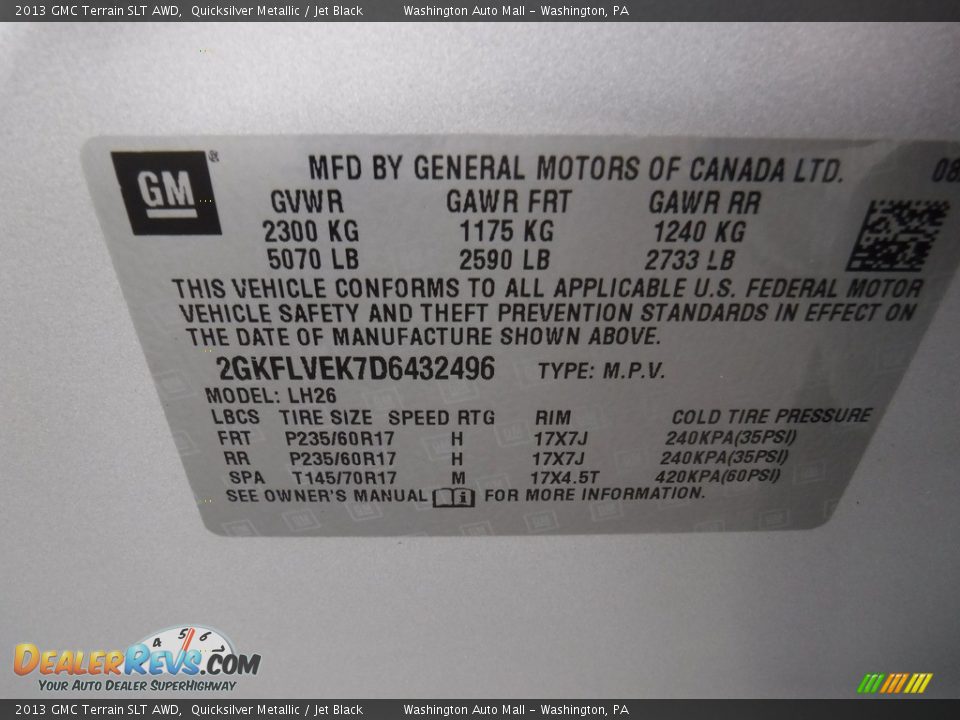 2013 GMC Terrain SLT AWD Quicksilver Metallic / Jet Black Photo #25