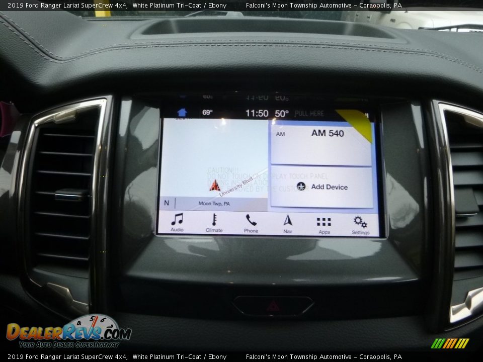 2019 Ford Ranger Lariat SuperCrew 4x4 White Platinum Tri-Coat / Ebony Photo #13