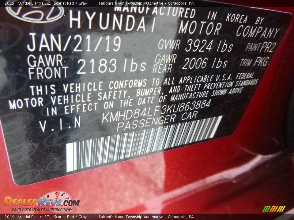2019 Hyundai Elantra SEL Scarlet Red / Gray Photo #12