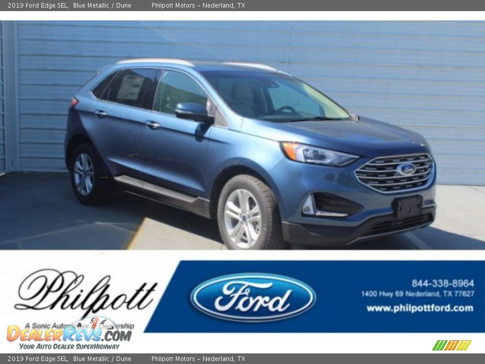 2019 Ford Edge SEL Blue Metallic / Dune Photo #1