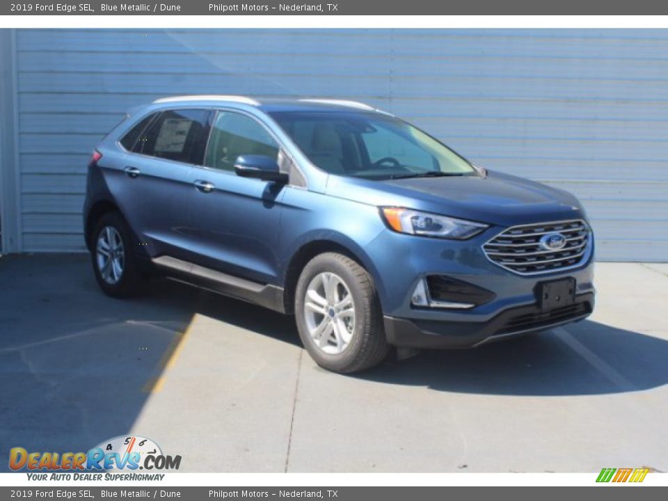 2019 Ford Edge SEL Blue Metallic / Dune Photo #2