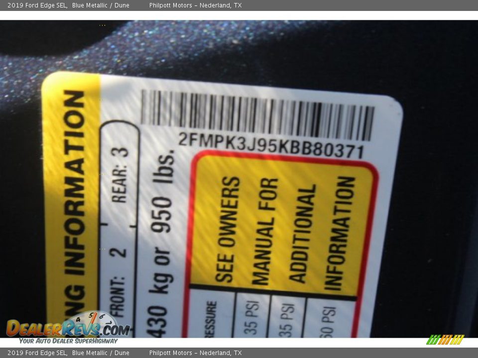 2019 Ford Edge SEL Blue Metallic / Dune Photo #25