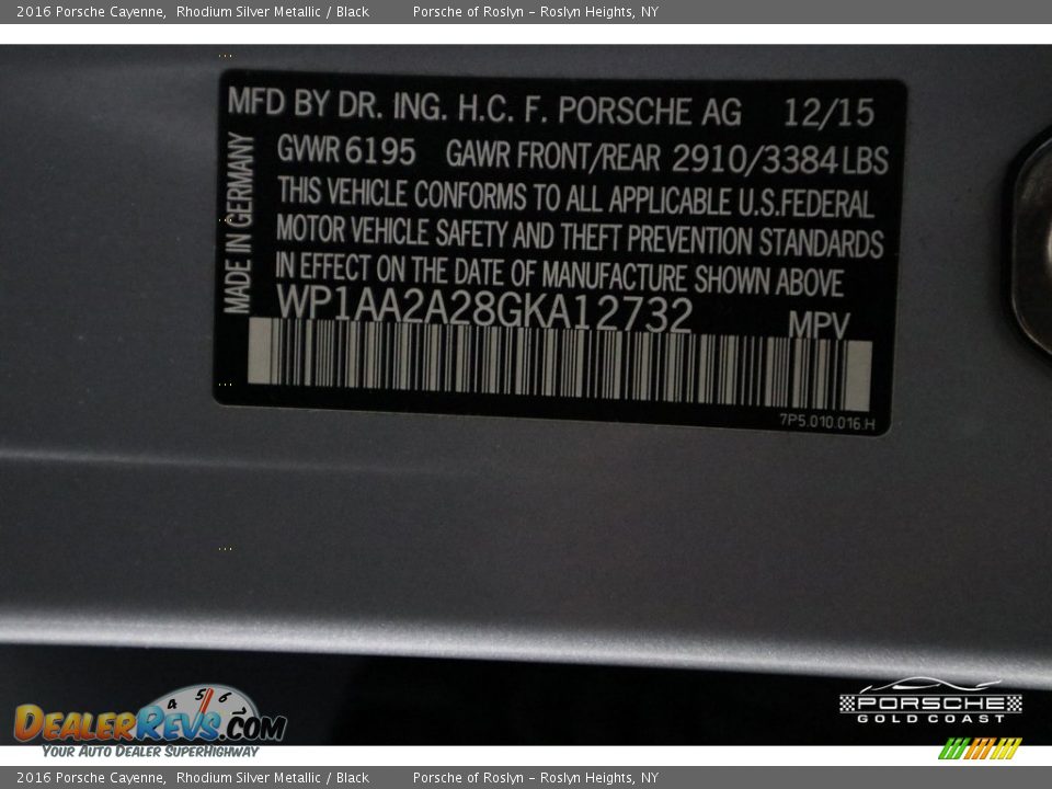 2016 Porsche Cayenne Rhodium Silver Metallic / Black Photo #28