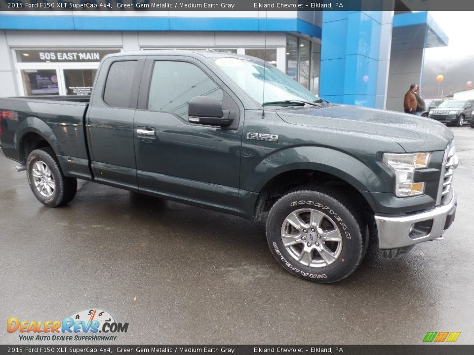 2015 Ford F150 XLT SuperCab 4x4 Green Gem Metallic / Medium Earth Gray Photo #1