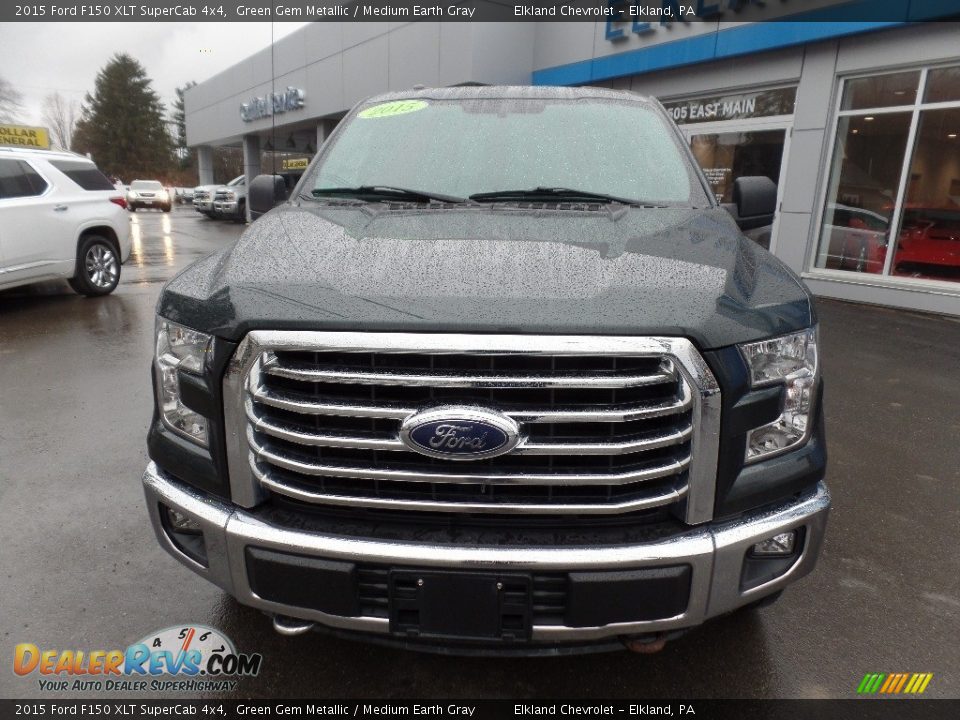 2015 Ford F150 XLT SuperCab 4x4 Green Gem Metallic / Medium Earth Gray Photo #3