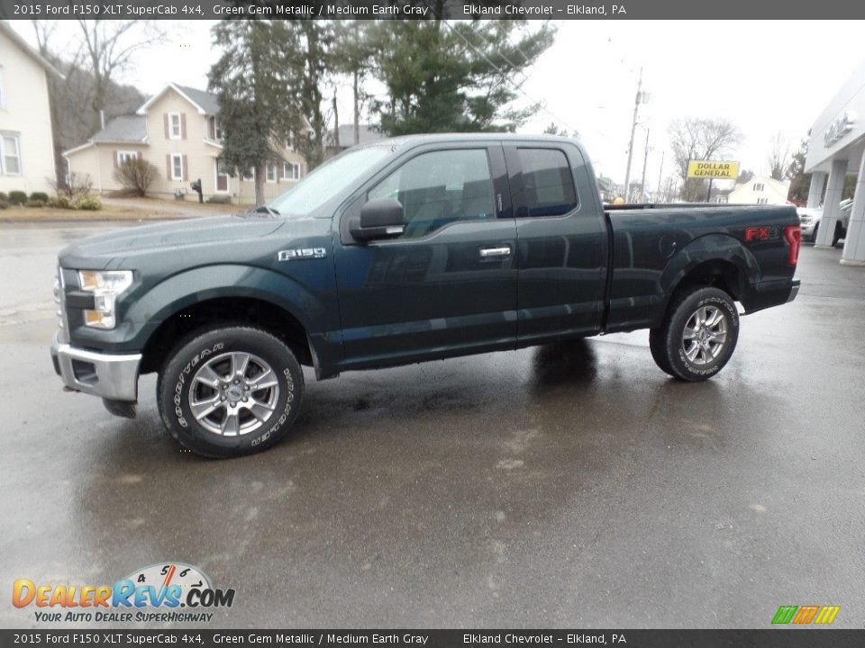 2015 Ford F150 XLT SuperCab 4x4 Green Gem Metallic / Medium Earth Gray Photo #5