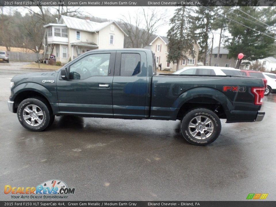 2015 Ford F150 XLT SuperCab 4x4 Green Gem Metallic / Medium Earth Gray Photo #6