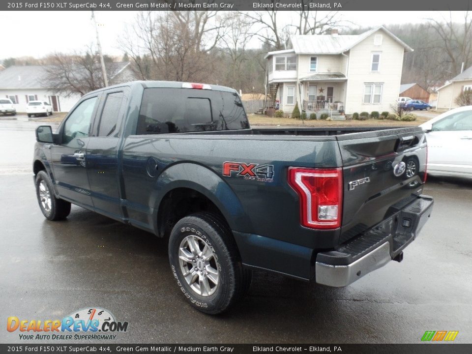 2015 Ford F150 XLT SuperCab 4x4 Green Gem Metallic / Medium Earth Gray Photo #7
