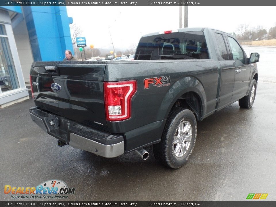 2015 Ford F150 XLT SuperCab 4x4 Green Gem Metallic / Medium Earth Gray Photo #9