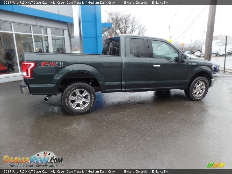 2015 Ford F150 XLT SuperCab 4x4 Green Gem Metallic / Medium Earth Gray Photo #10