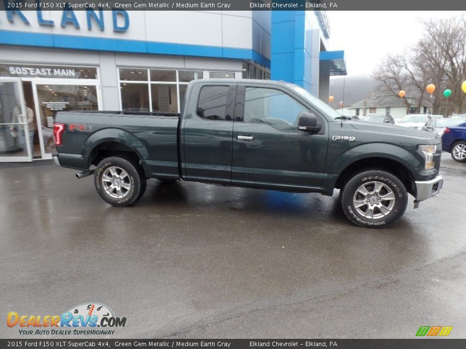 2015 Ford F150 XLT SuperCab 4x4 Green Gem Metallic / Medium Earth Gray Photo #11