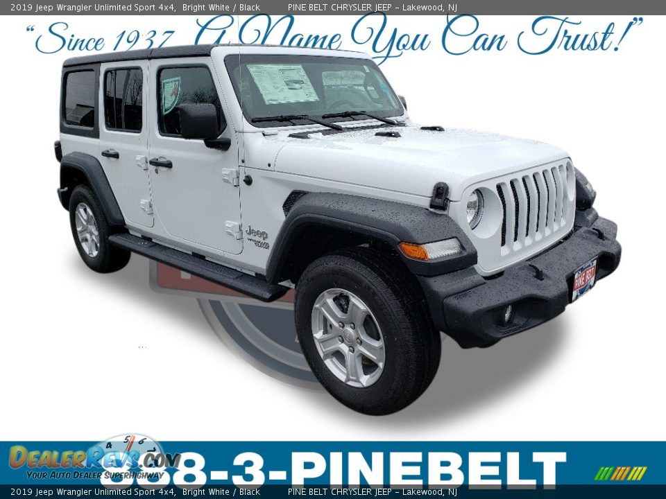 2019 Jeep Wrangler Unlimited Sport 4x4 Bright White / Black Photo #1