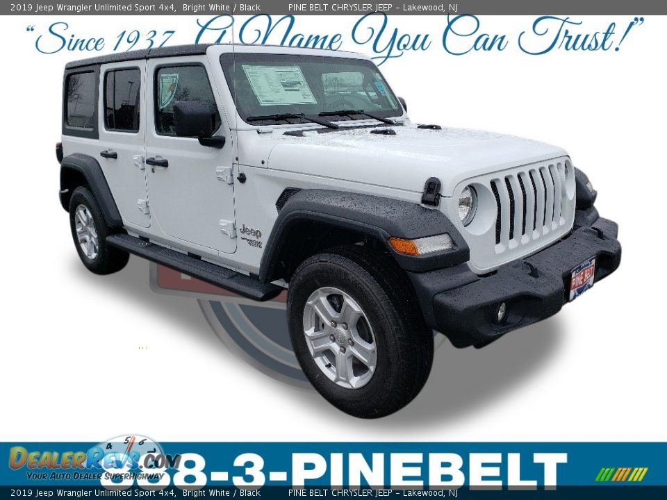 2019 Jeep Wrangler Unlimited Sport 4x4 Bright White / Black Photo #1