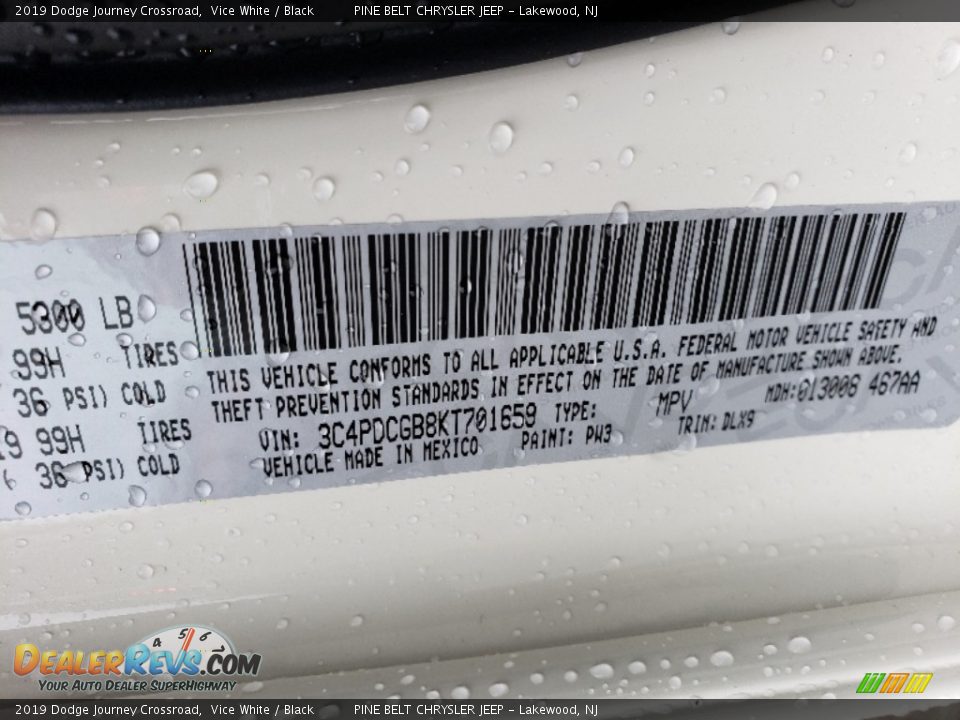 2019 Dodge Journey Crossroad Vice White / Black Photo #9