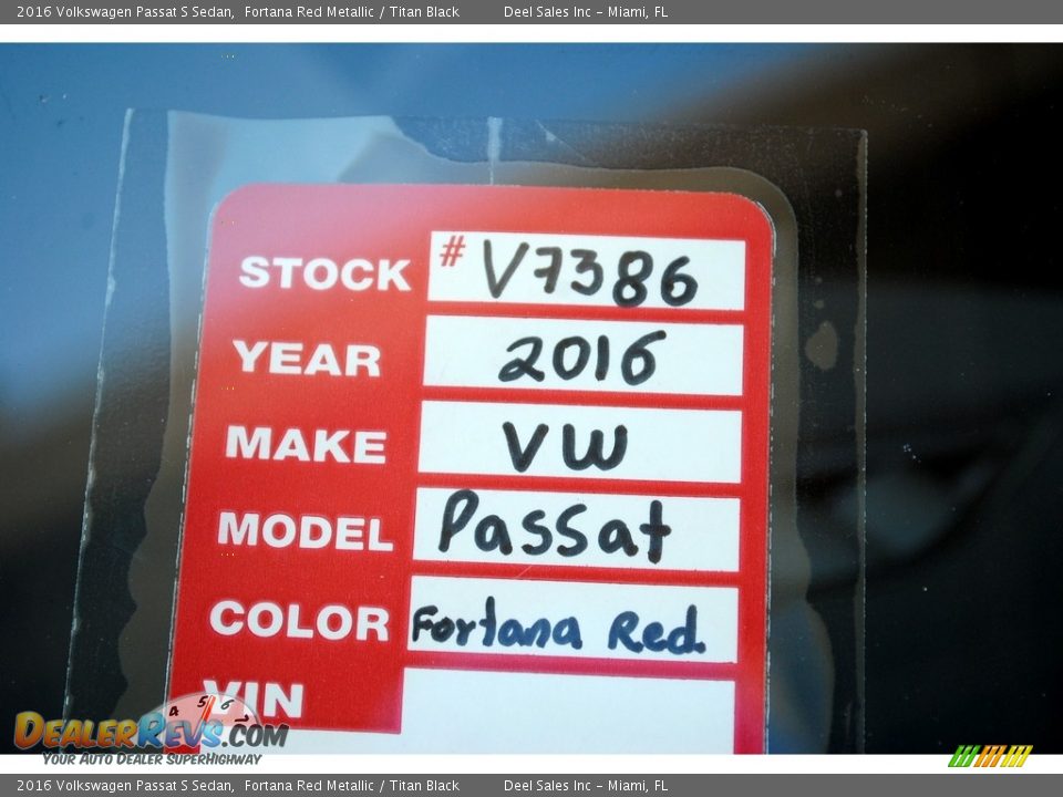 2016 Volkswagen Passat S Sedan Fortana Red Metallic / Titan Black Photo #20