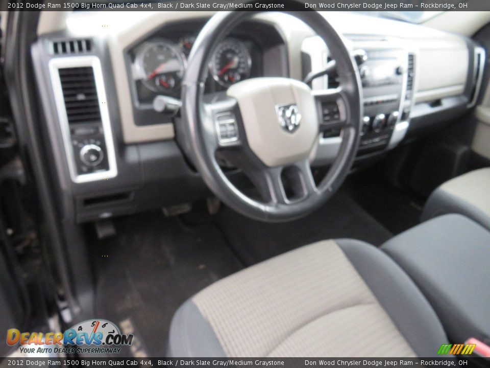 2012 Dodge Ram 1500 Big Horn Quad Cab 4x4 Black / Dark Slate Gray/Medium Graystone Photo #26