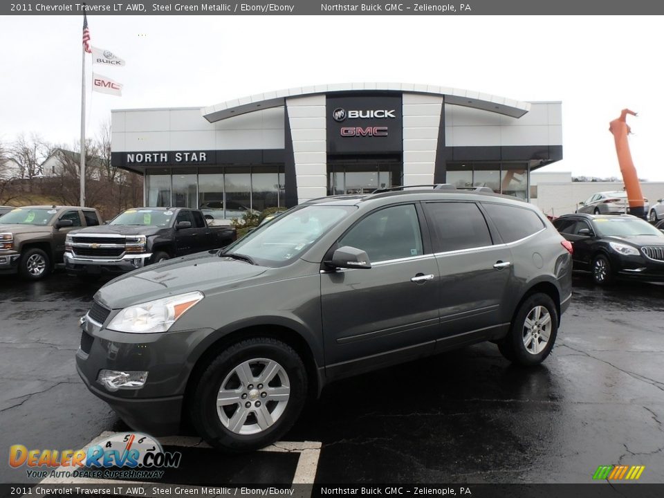 2011 Chevrolet Traverse LT AWD Steel Green Metallic / Ebony/Ebony Photo #1