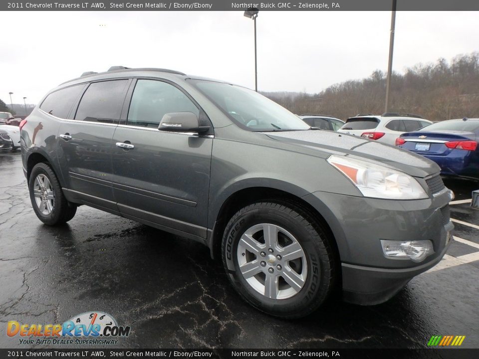 2011 Chevrolet Traverse LT AWD Steel Green Metallic / Ebony/Ebony Photo #4