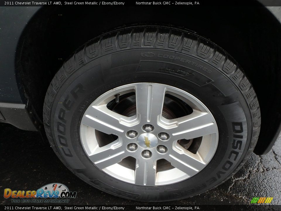 2011 Chevrolet Traverse LT AWD Steel Green Metallic / Ebony/Ebony Photo #14