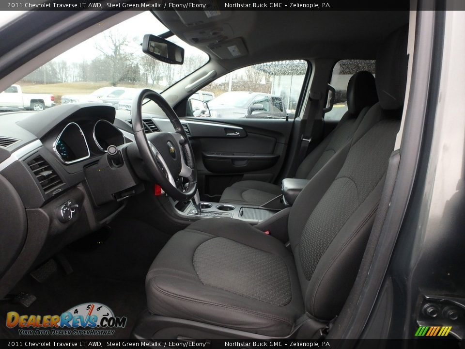 2011 Chevrolet Traverse LT AWD Steel Green Metallic / Ebony/Ebony Photo #15