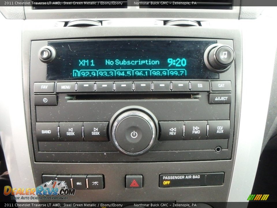 2011 Chevrolet Traverse LT AWD Steel Green Metallic / Ebony/Ebony Photo #27