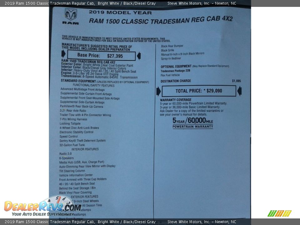 2019 Ram 1500 Classic Tradesman Regular Cab Bright White / Black/Diesel Gray Photo #29