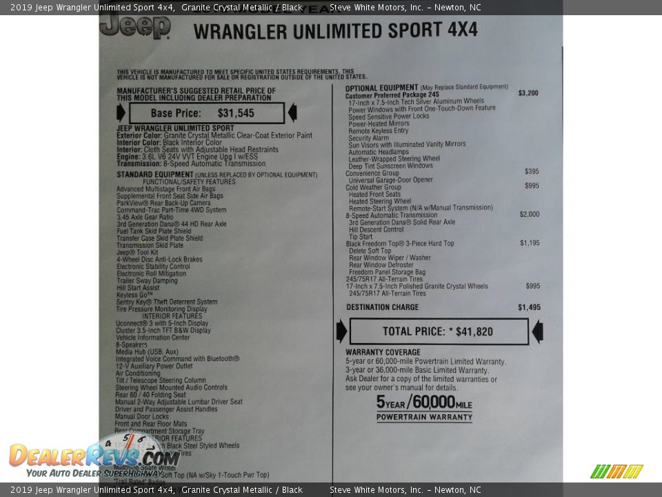 2019 Jeep Wrangler Unlimited Sport 4x4 Granite Crystal Metallic / Black Photo #29