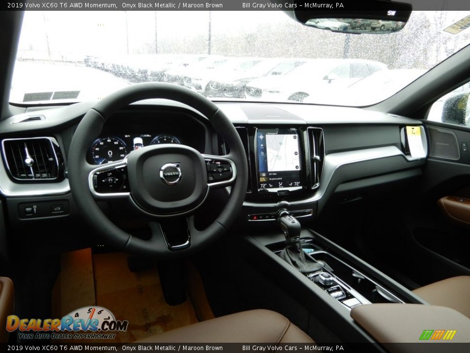 2019 Volvo XC60 T6 AWD Momentum Onyx Black Metallic / Maroon Brown Photo #9