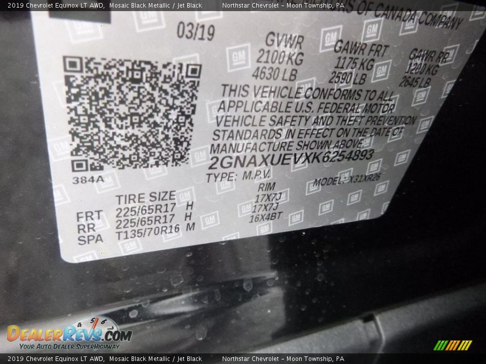 2019 Chevrolet Equinox LT AWD Mosaic Black Metallic / Jet Black Photo #17