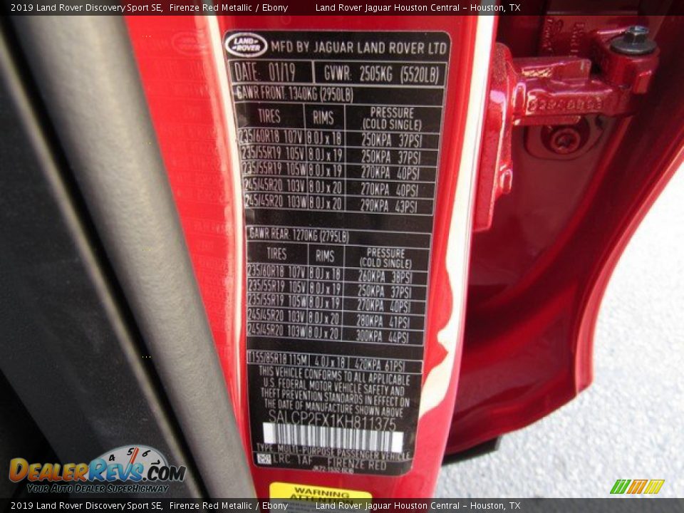 2019 Land Rover Discovery Sport SE Firenze Red Metallic / Ebony Photo #35