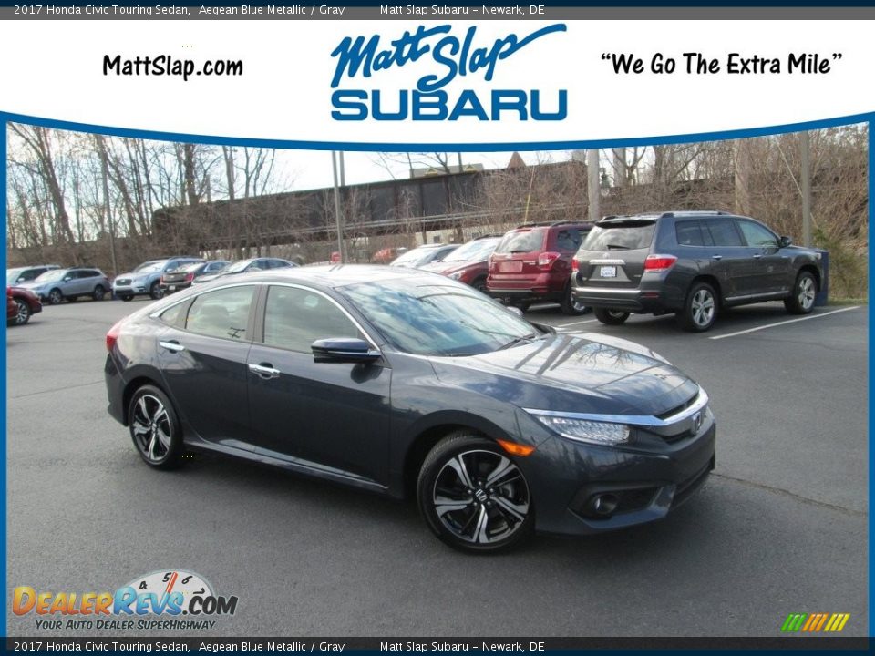 2017 Honda Civic Touring Sedan Aegean Blue Metallic / Gray Photo #1