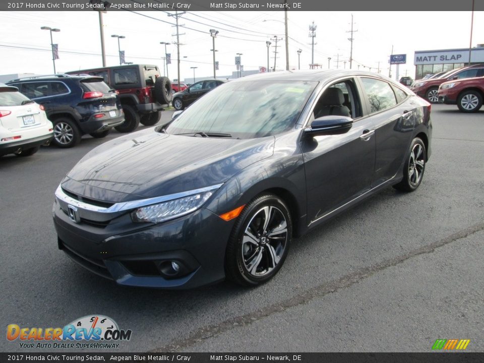 2017 Honda Civic Touring Sedan Aegean Blue Metallic / Gray Photo #2