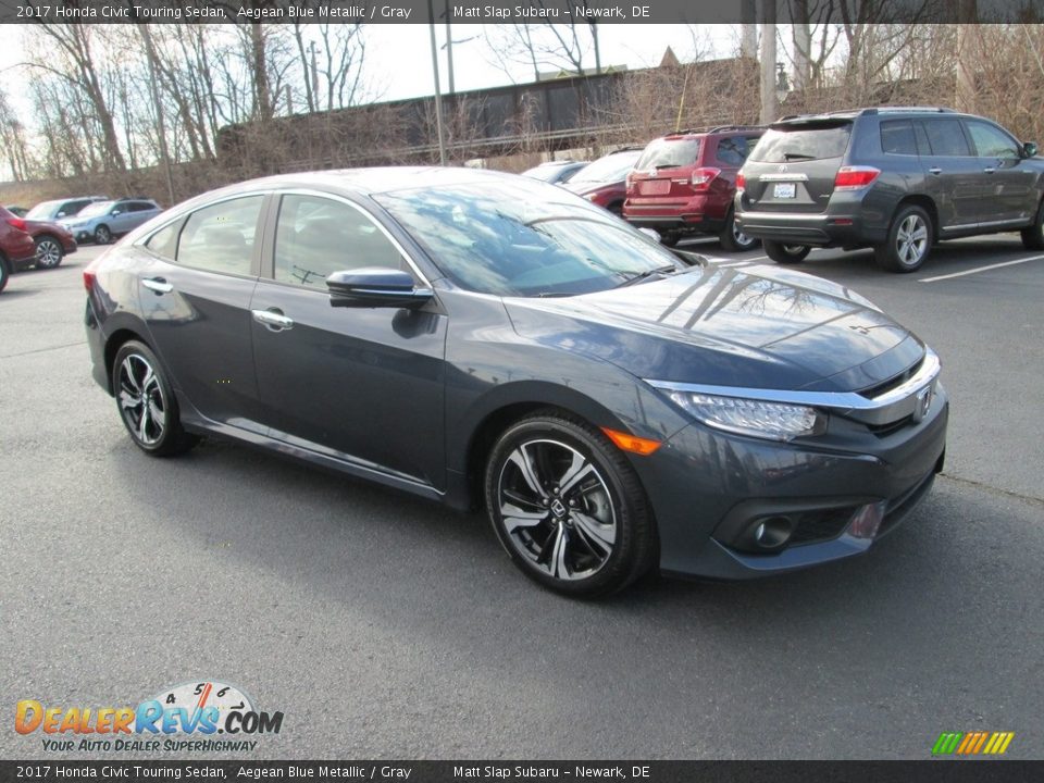 2017 Honda Civic Touring Sedan Aegean Blue Metallic / Gray Photo #4