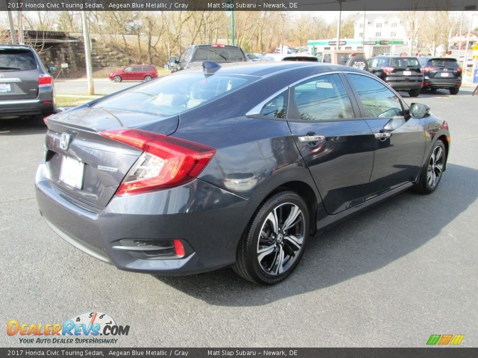 2017 Honda Civic Touring Sedan Aegean Blue Metallic / Gray Photo #6