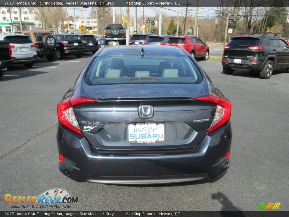 2017 Honda Civic Touring Sedan Aegean Blue Metallic / Gray Photo #7