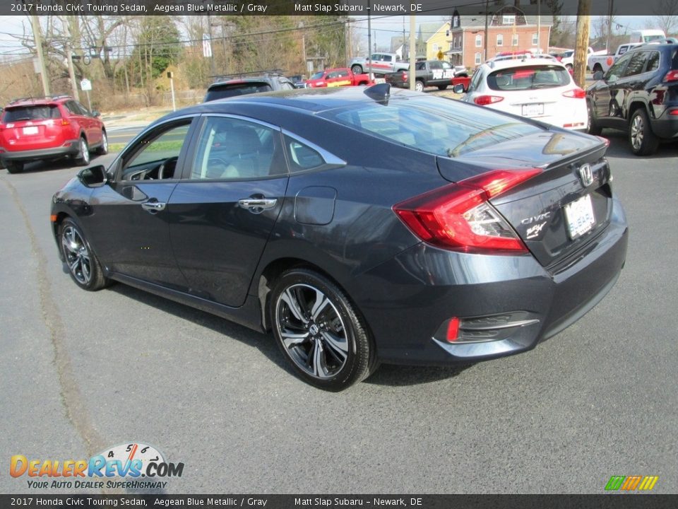 2017 Honda Civic Touring Sedan Aegean Blue Metallic / Gray Photo #8
